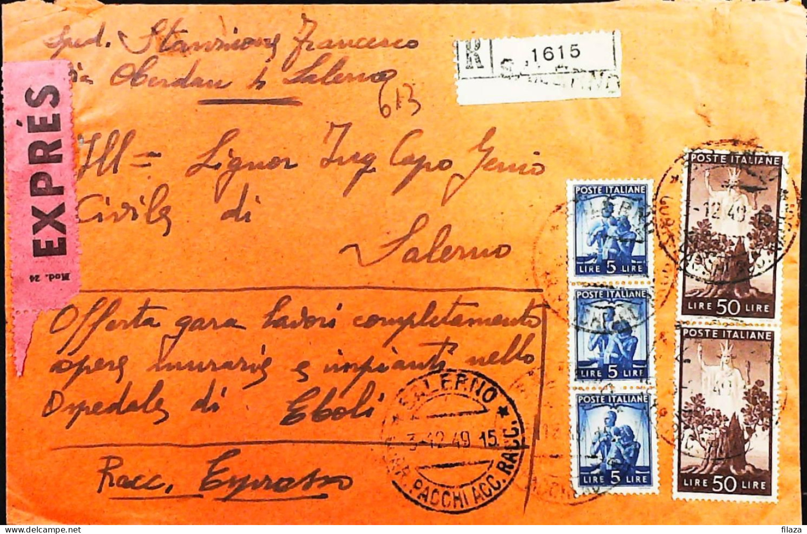 Italy - Repubblica - Democratica Espresso Da Salerno - S7103 - 1946-60: Poststempel