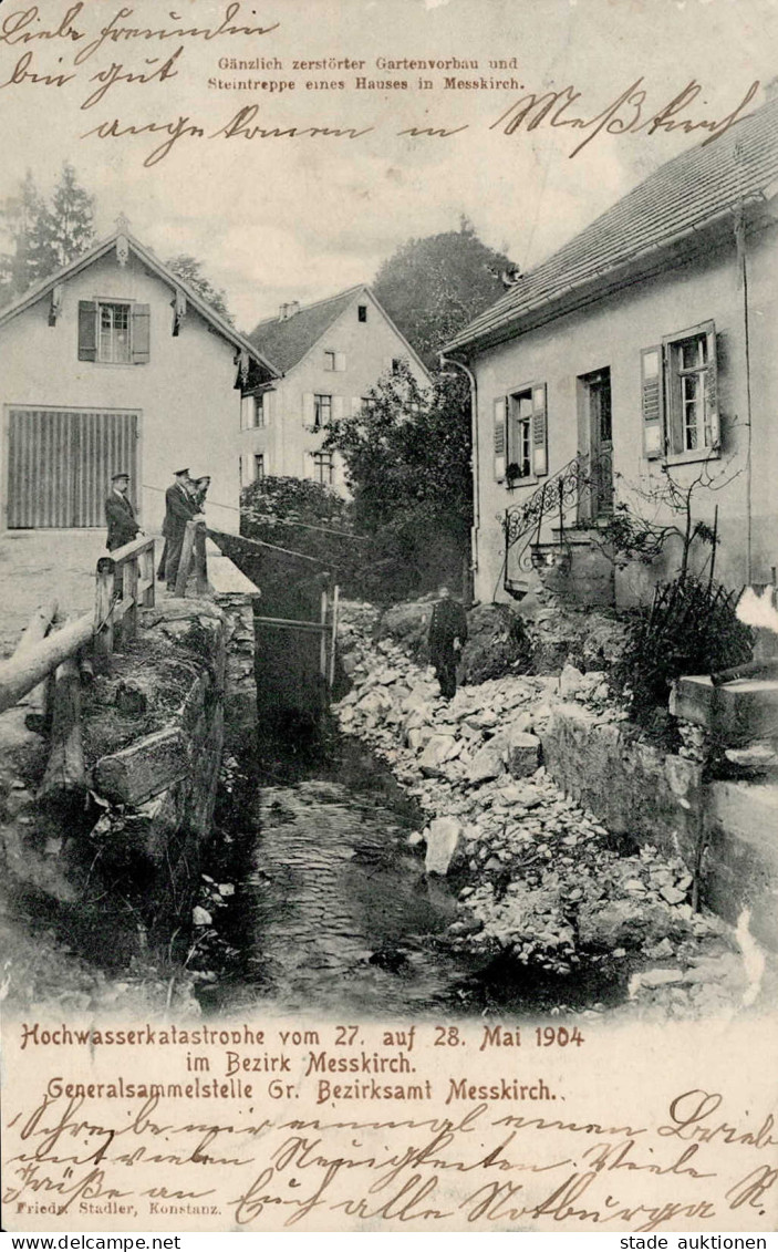 Meßkirch (7790) Hochwasserkatastrophe 27./28. Mai 1904 Zerstörte Steintreppe 1905 I-II (Marke Entfernt) - Other & Unclassified