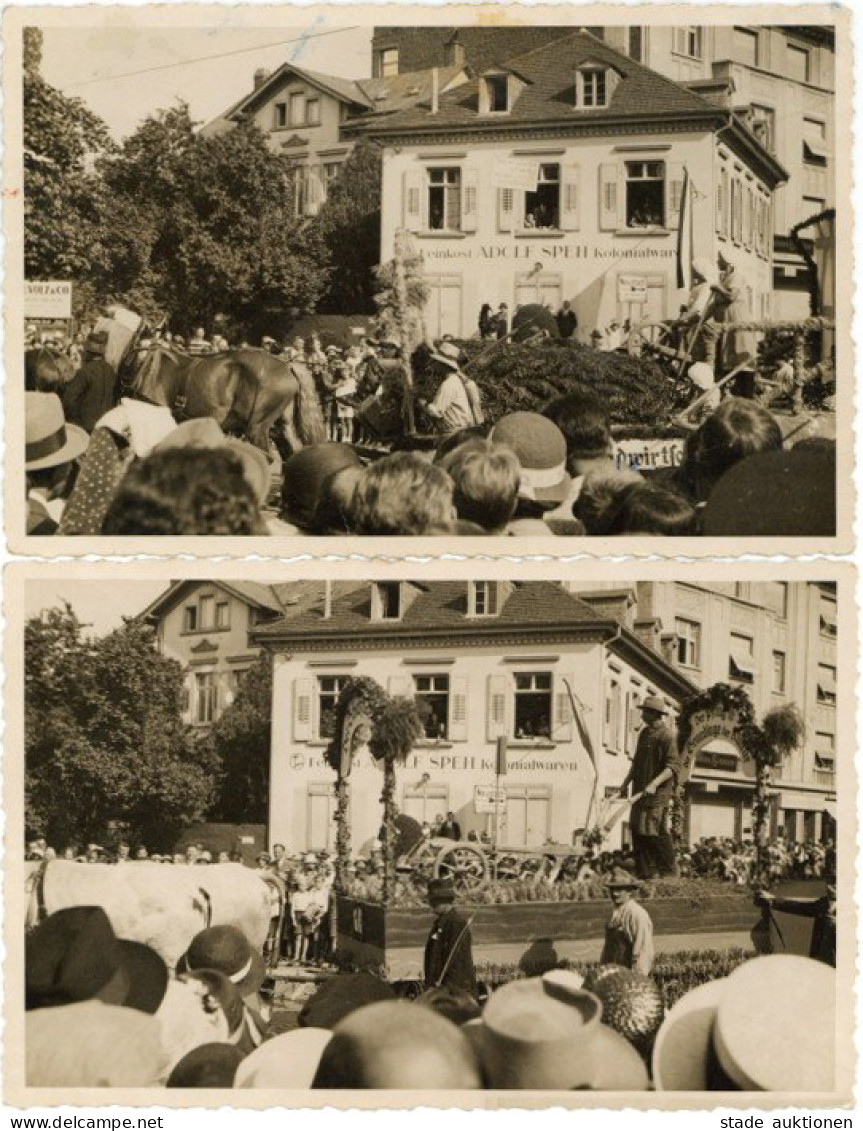 Freiburg Im Breisgau (7800)  2 Foto-AK Festumzug Vor Kolonialwarenhandlung Adolf Speh I-II - Freiburg I. Br.