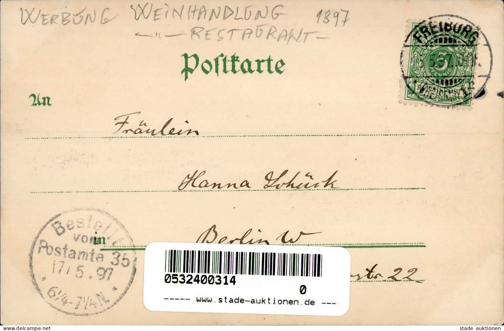 Freiburg Im Breisgau (7800) Weinhandlung U. Weingasthaus Dattler 1897 I- - Freiburg I. Br.