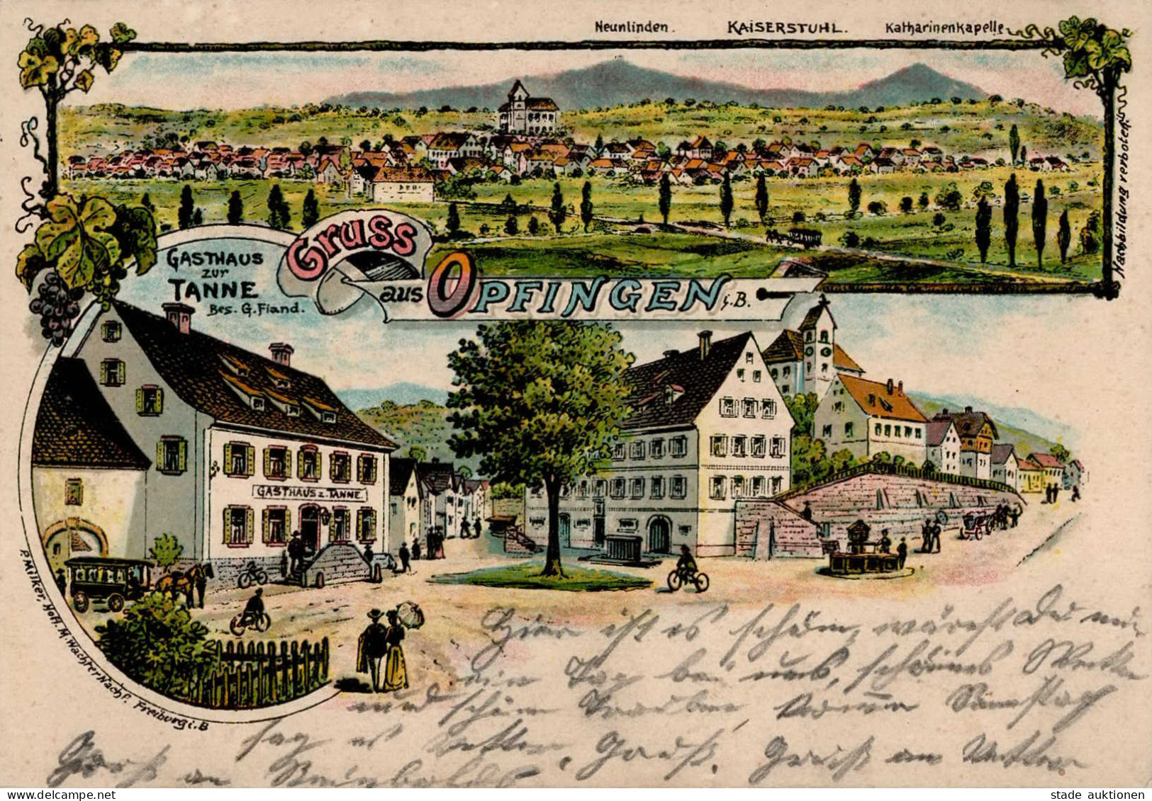 Freiburg Opfingen (7800) Gasthaus Zur Tanne Kaiserstuhl Fahrrad 1904 I-II Cycles - Freiburg I. Br.