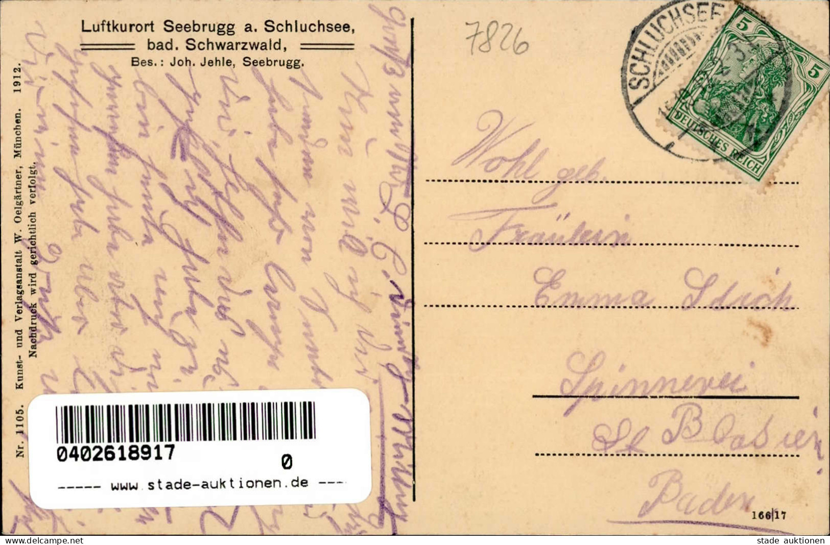 Seebrugg (7826) Gasthaus Jehle 1912 I - Andere & Zonder Classificatie