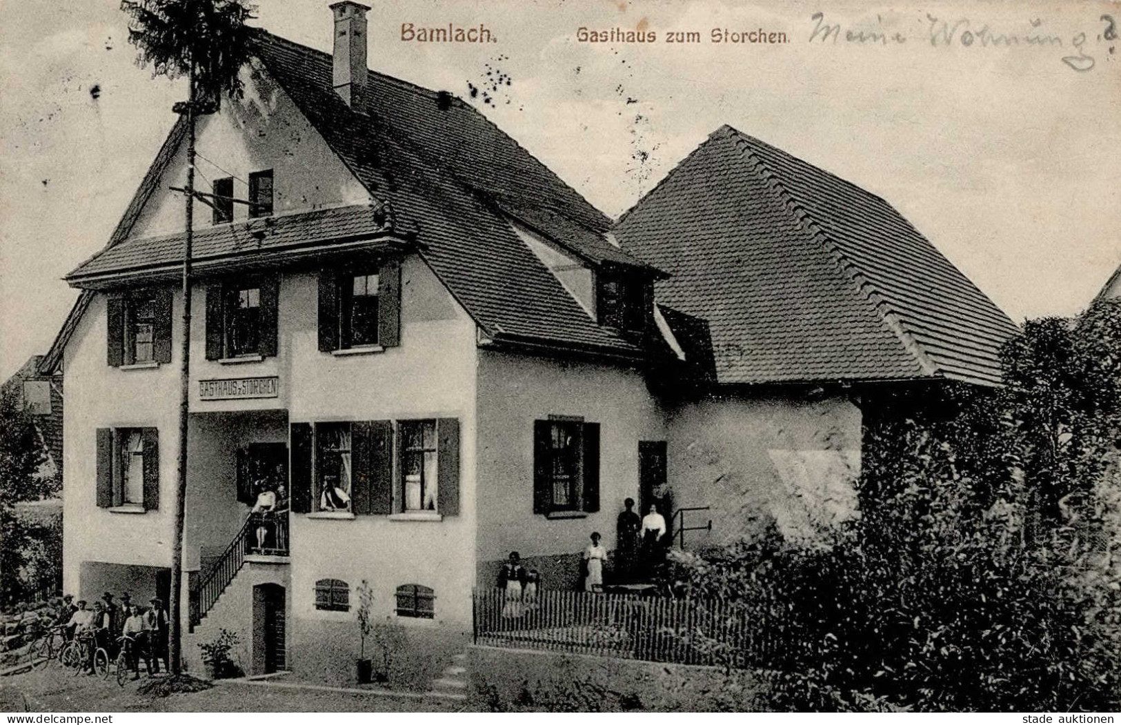 Bamlach (7848) Gasthaus Zum Storch 1916 II (leichte Stauchungen) - Autres & Non Classés