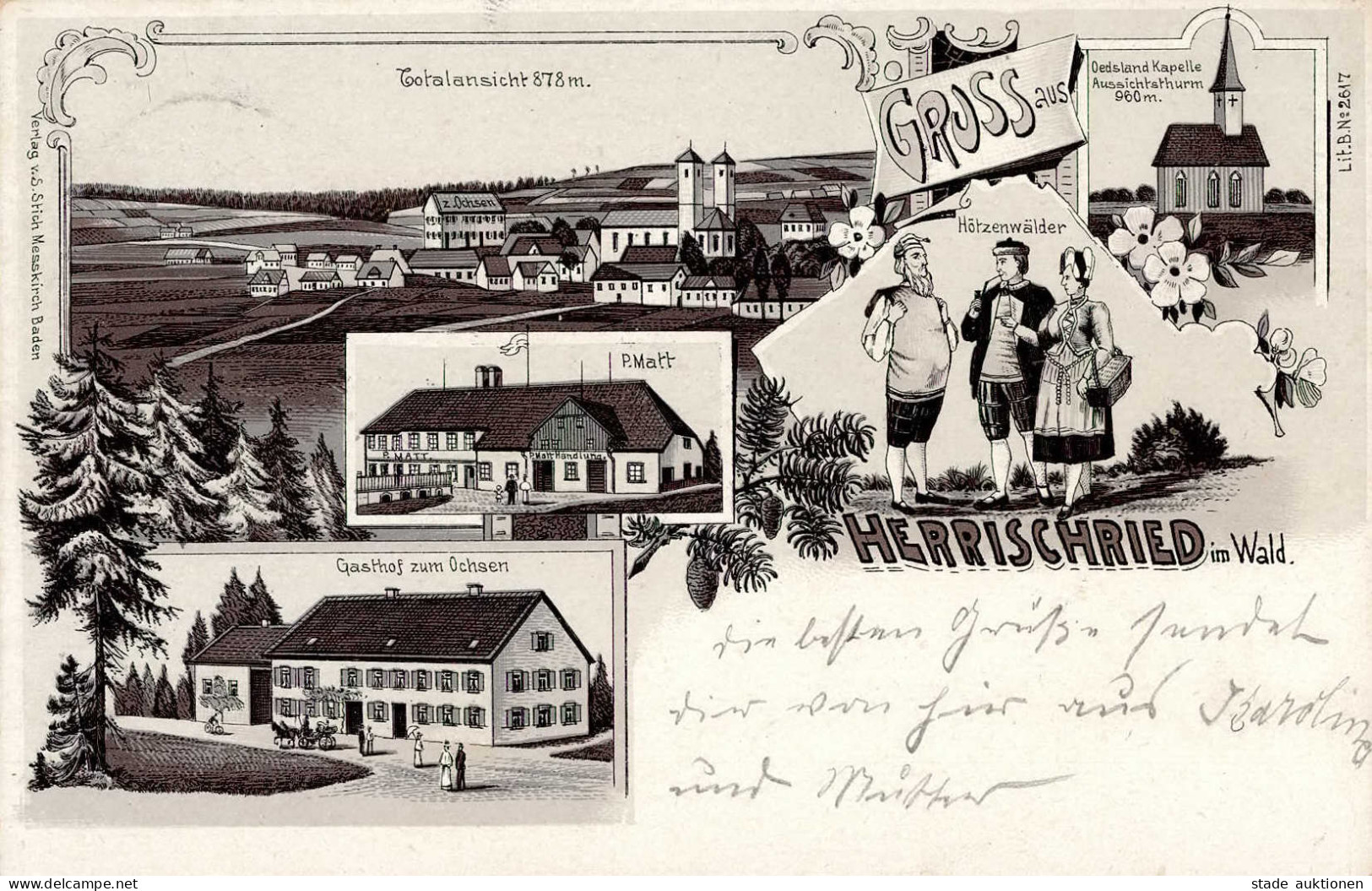 Herrischried (7881) Gasthaus Zum Ochsen Handlung Matt Tracht 1907 I- - Other & Unclassified