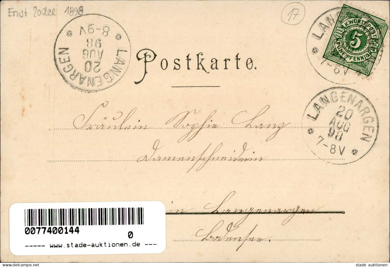 Eriskirch (7991) Gasthaus Zum Adler Bahnhof Eisenbahn 1898 I-II Chemin De Fer - Other & Unclassified