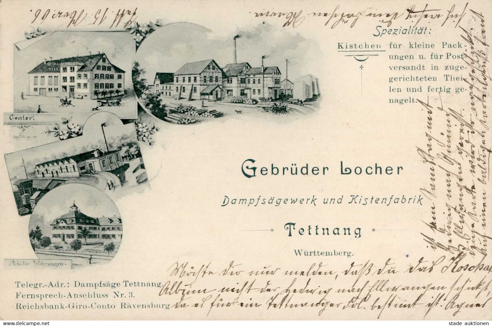 Tettnang (7992) Dampfsägewerk Und Kistenfabrik Locher 1906 I-II - Other & Unclassified