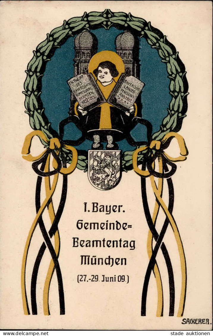 München (8000) 1. Bayerischer Gemeindebeamtentag 27. Bis 29. Juni 1909 Sign. Sackerer I- - Muenchen