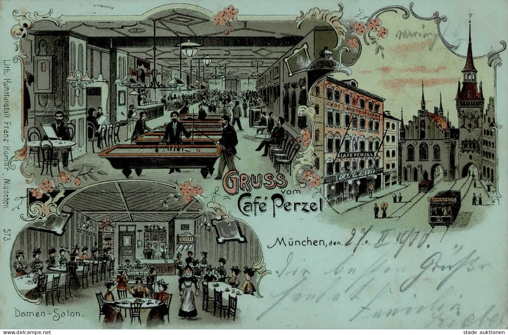 München (8000) Cafe Perzel Strassenbahn 1900 I-II (Stauchung) Tram - Muenchen