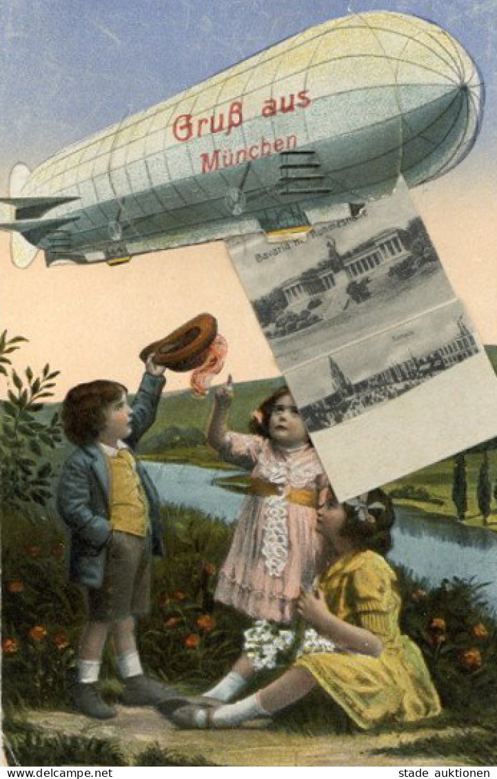 München (8000) Mit Leporello Zeppelin 1918 I-II Dirigeable - Muenchen