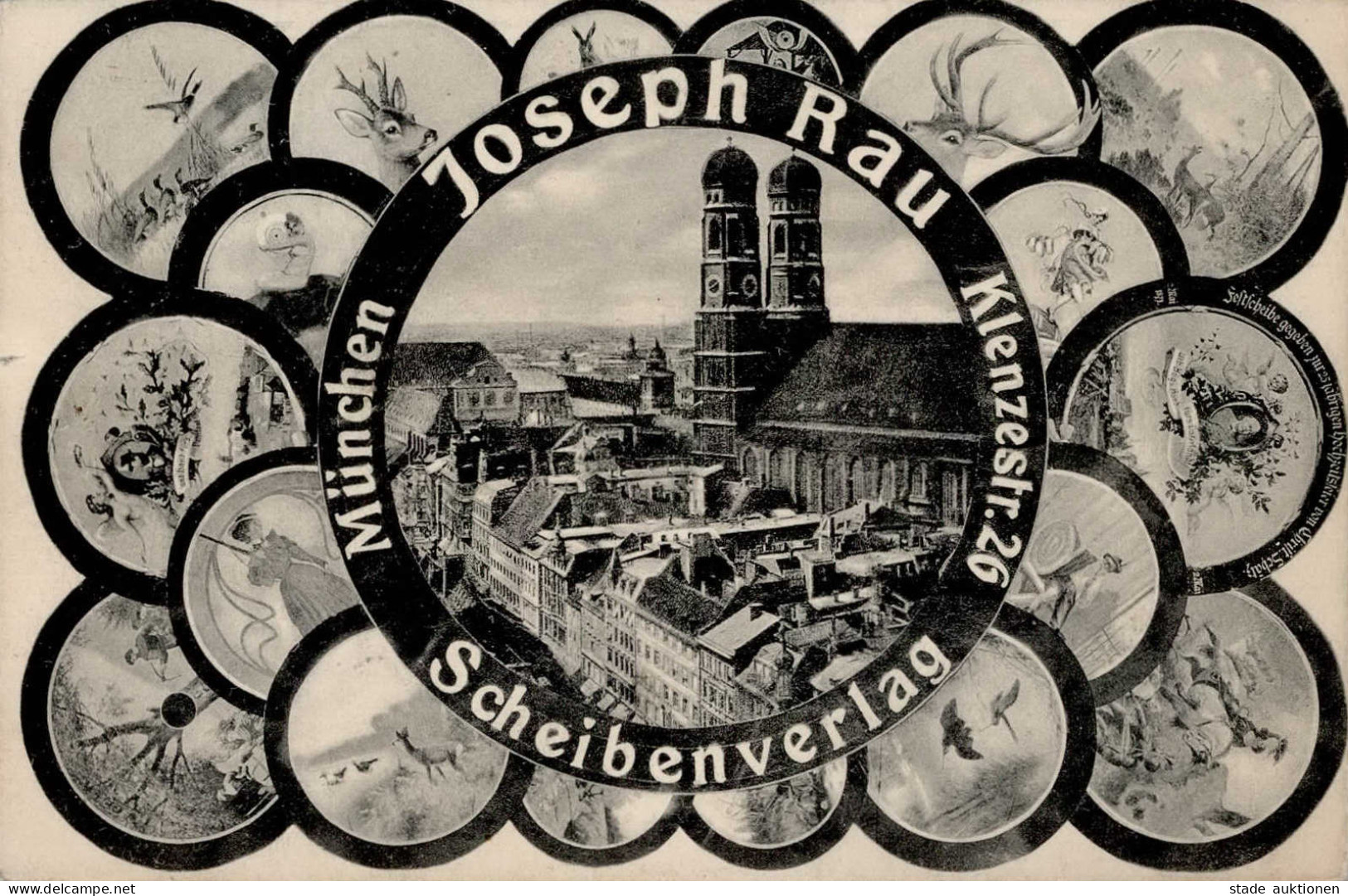 München (8000) Werbe-Karte Scheibenverlag Joseph Rau 1906 I- - Muenchen