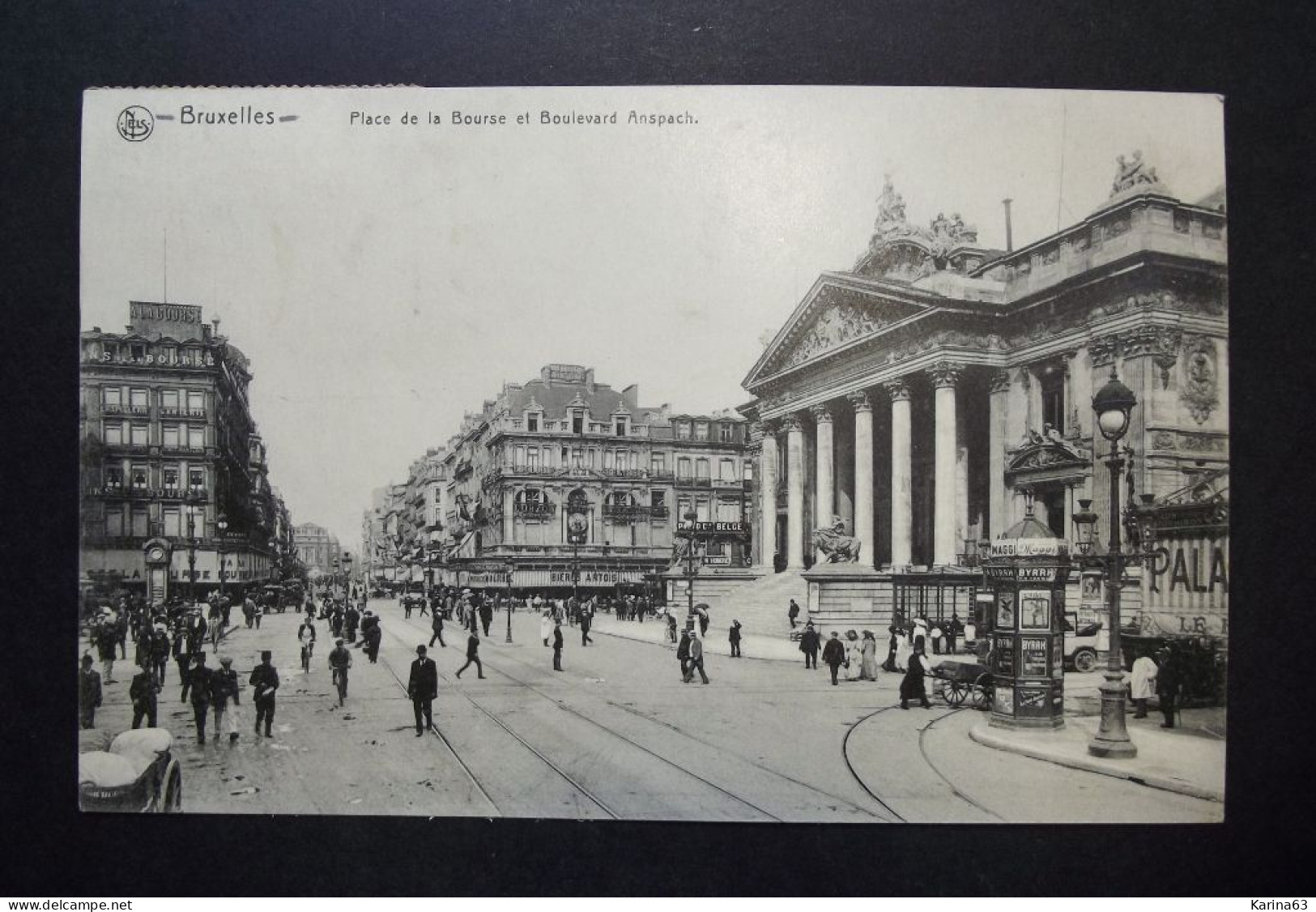 België - Belgique - CPA  - Brussel  Bruxelles  Place De La Bourse Et Boulevard Anspach - Used Cards Brussel - Seine Oise - Corsi