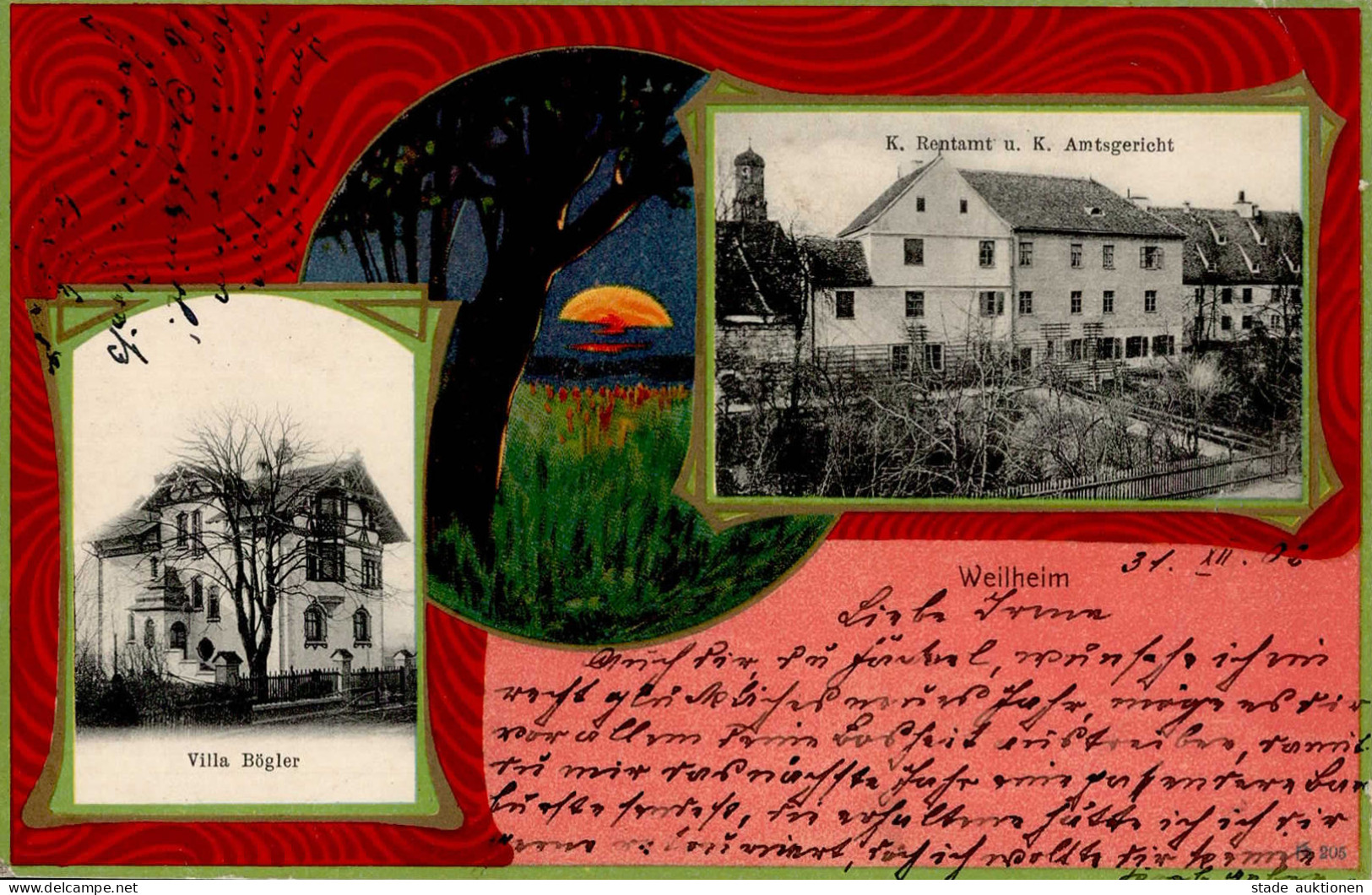 Weilheim-Oberbay. (8120) Villa Bögler Rentamt Amtsgericht 1902 I-II (Stauchung) - Other & Unclassified