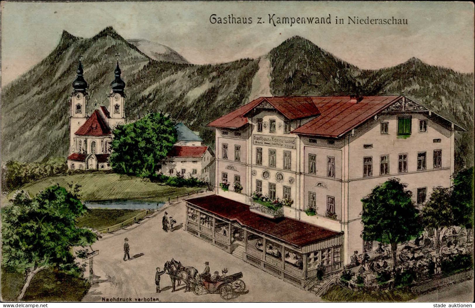 Niederaschau (8213) Gasthaus Zur Kampenwand Verlag Pernat 1907 I-II (Marke Entfernt) - Other & Unclassified