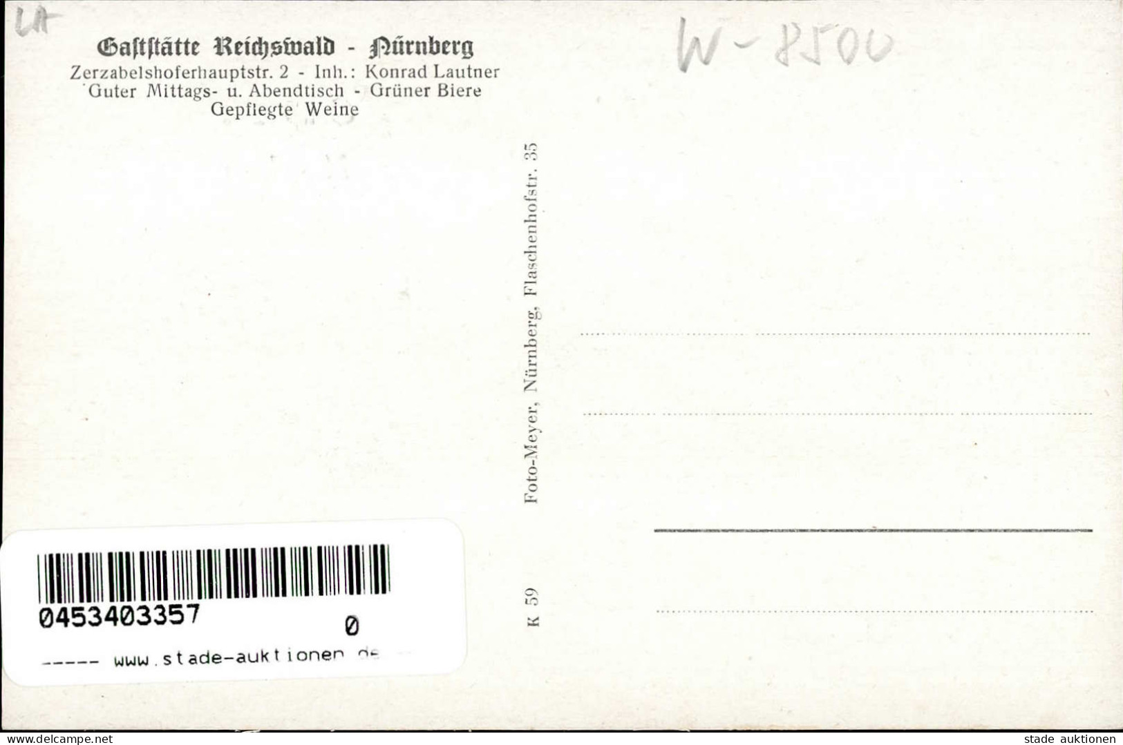 NÜRNBERG (8500) CLUBPLATZ 1. FC Nürnberg Gaststätte Reichswald I - Nürnberg