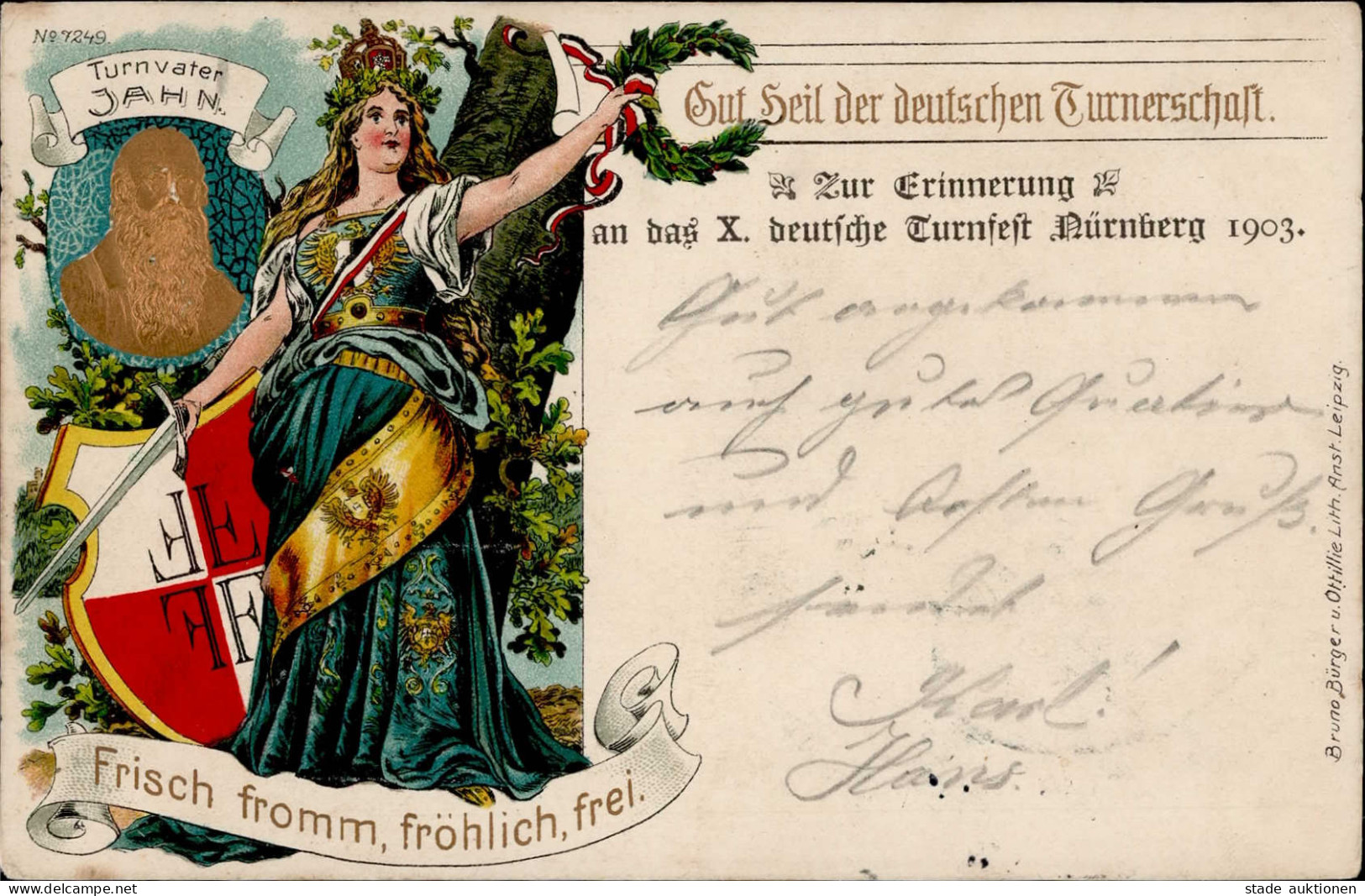 Nürnberg (8500) Präge-Karte Zur Erinnerung An Das X. Deutsche Turnfest 1903 Sonderstempel I-II - Nuernberg