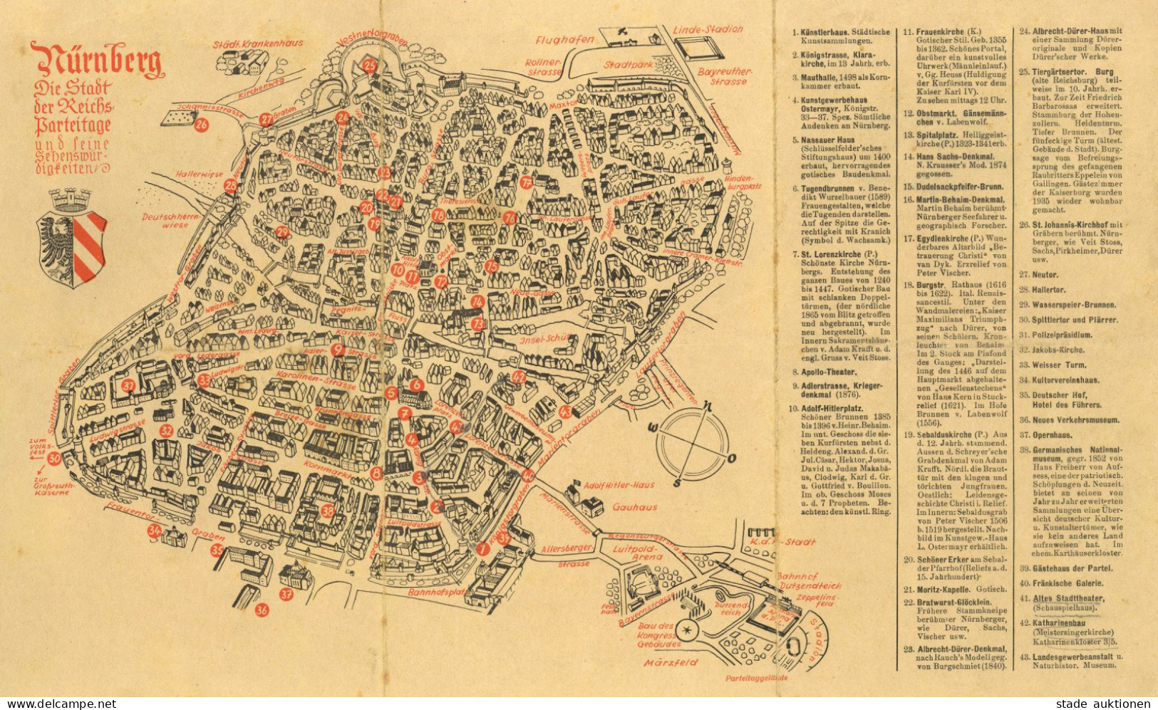 Nürnberg (8500) Stadtplan Stadt Der Reichsparteitage 1938, 25x41 Cm II - Nürnberg