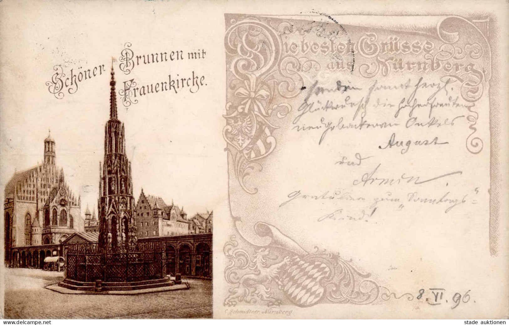 Nürnberg (8500) Vorläufer 1896 Frauenkirche Sonderstempel I- - Nürnberg