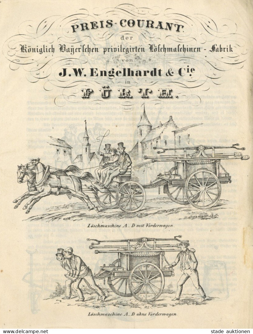 Fürth In Bayern (8510) Prospekt Der Königl. Bayer. Löschmaschinen-Fabrik Engelhardt 1848 II - Other & Unclassified