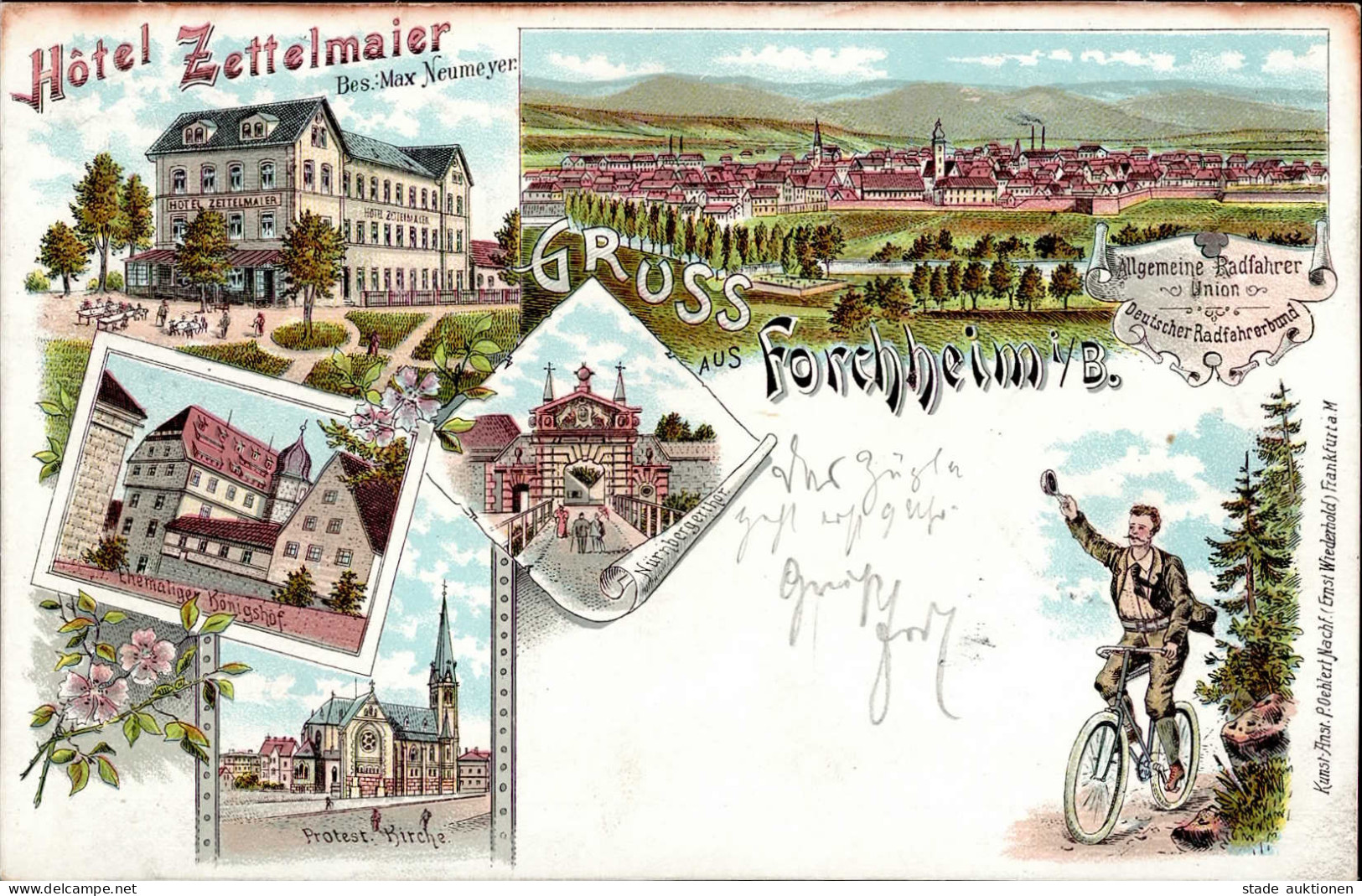 Forchheim (8550) Hotel Zettelmaier Ev. Kirche Fahrrad 1897 I Cycles - Autres & Non Classés