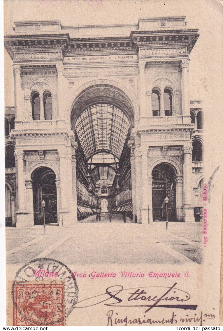 Cartolina Milano - Arco Galleria Vittorio Emanuele 2° - Milano