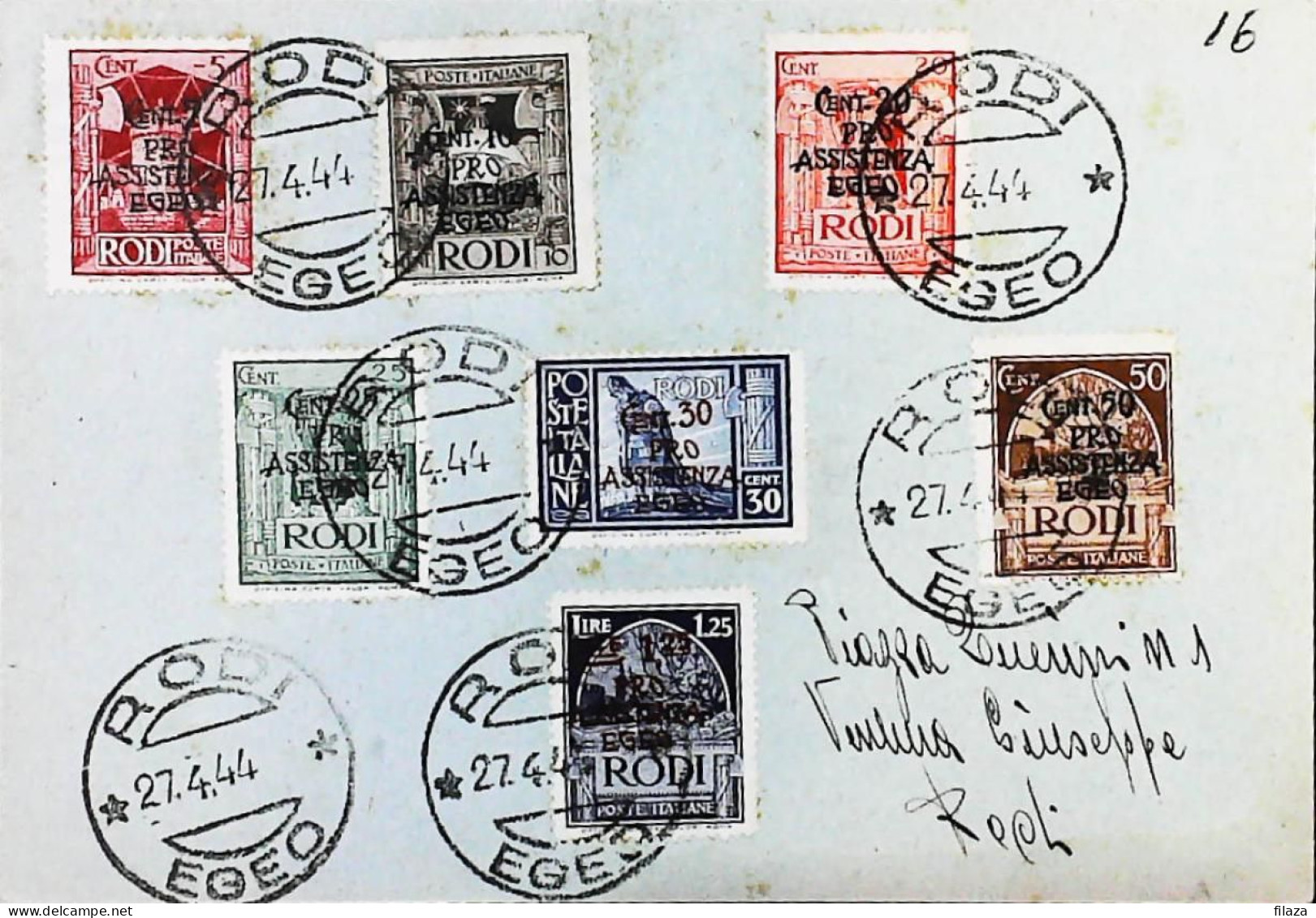 ITALIA - COLONIE -  EGEO Cartolina Franchigia Da RODI Del 1944 PRO ASSISTENZA EGEO - S6323 - Aegean (Rodi)