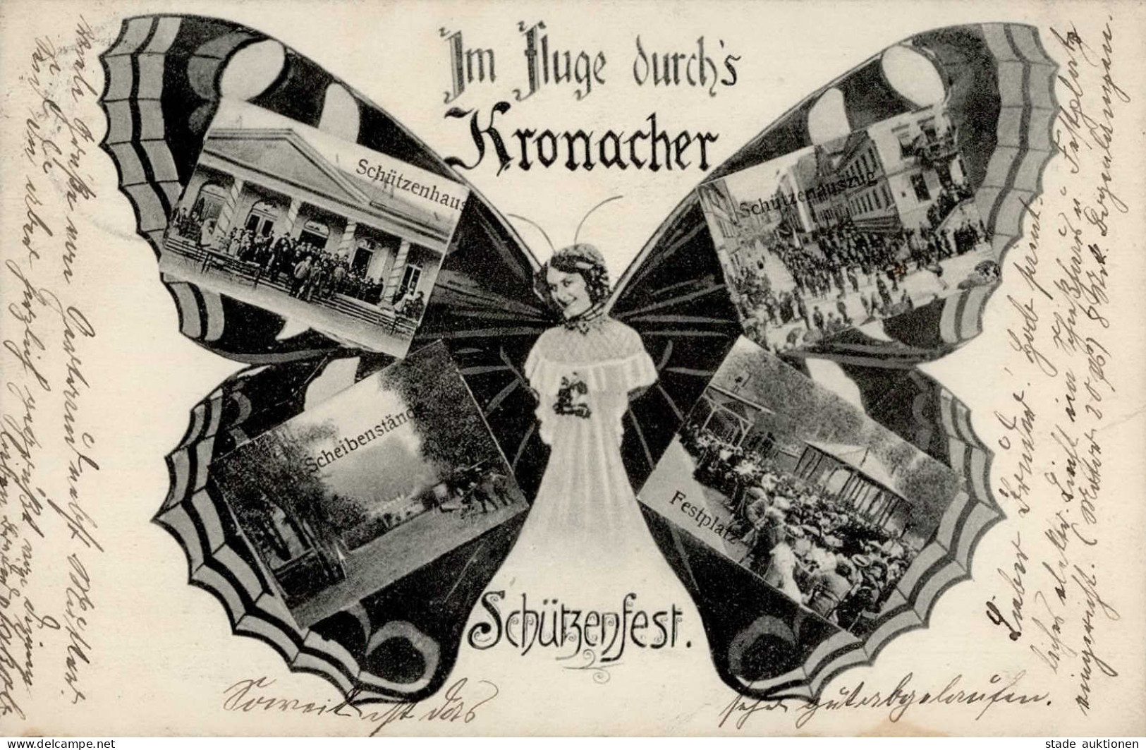 Kronach (8640) Schmetterlings-AK Schützenhaus Schießstand 1908 II (Stauchung) - Andere & Zonder Classificatie