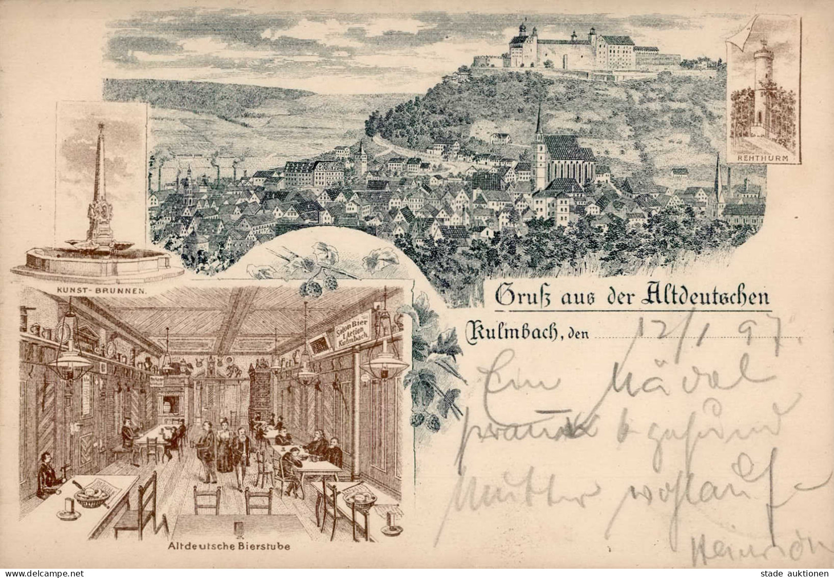 Kulmbach (8650) Kunstbrunnen Altdeutsche Bierstube Rehturm 1897 I-II - Other & Unclassified