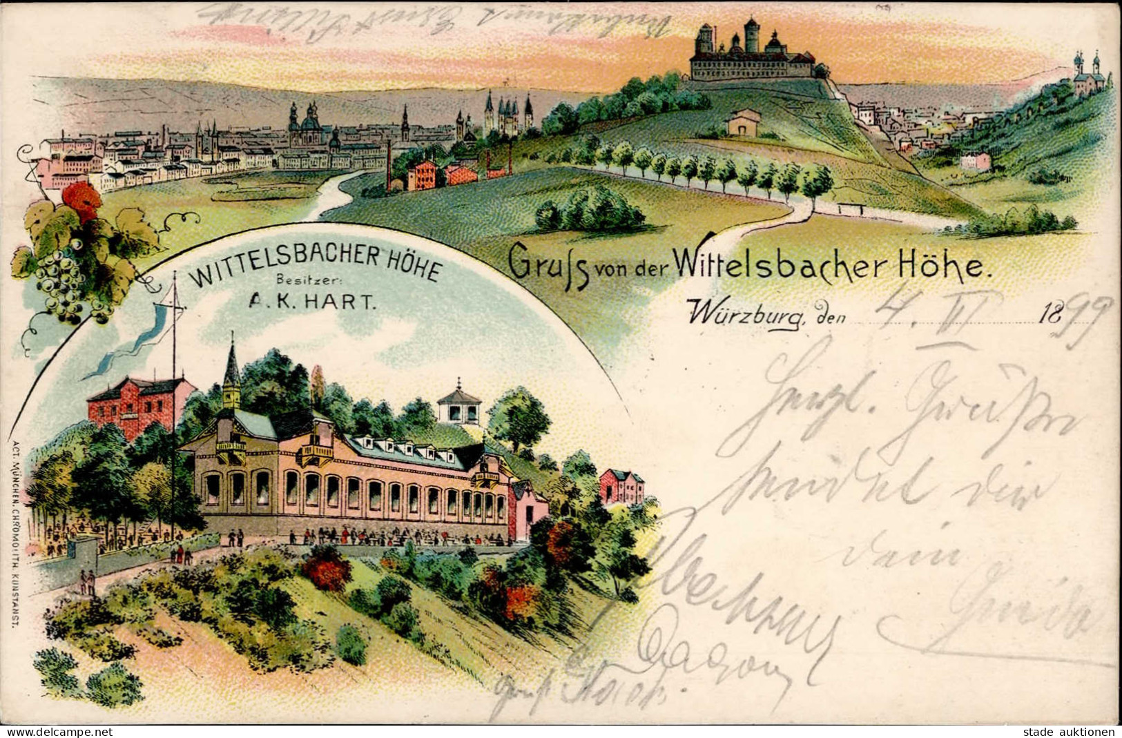 Würzburg (8700) Gasthaus Wittelsbacher Höhe 1899 I - Wuerzburg