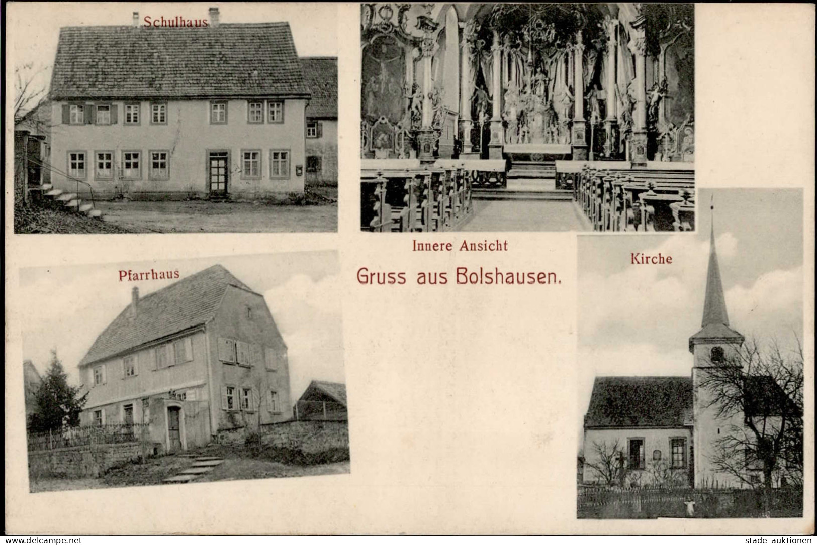 Bolzhausen (8701) Schule Pfarrhaus Kirche 1910 I-II - Wuerzburg