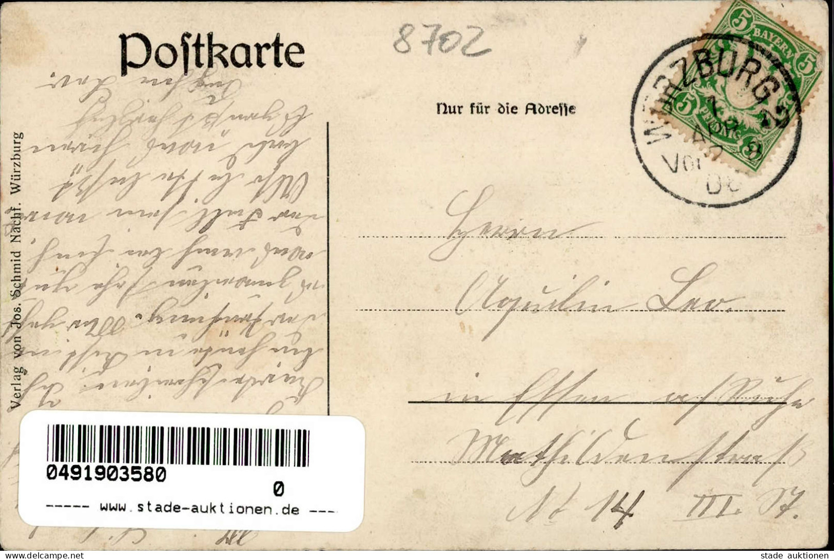 Kist (8702) Gasthaus Hirschen Post 1902 I-II (fleckig, Ecken Gestaucht) - Wuerzburg