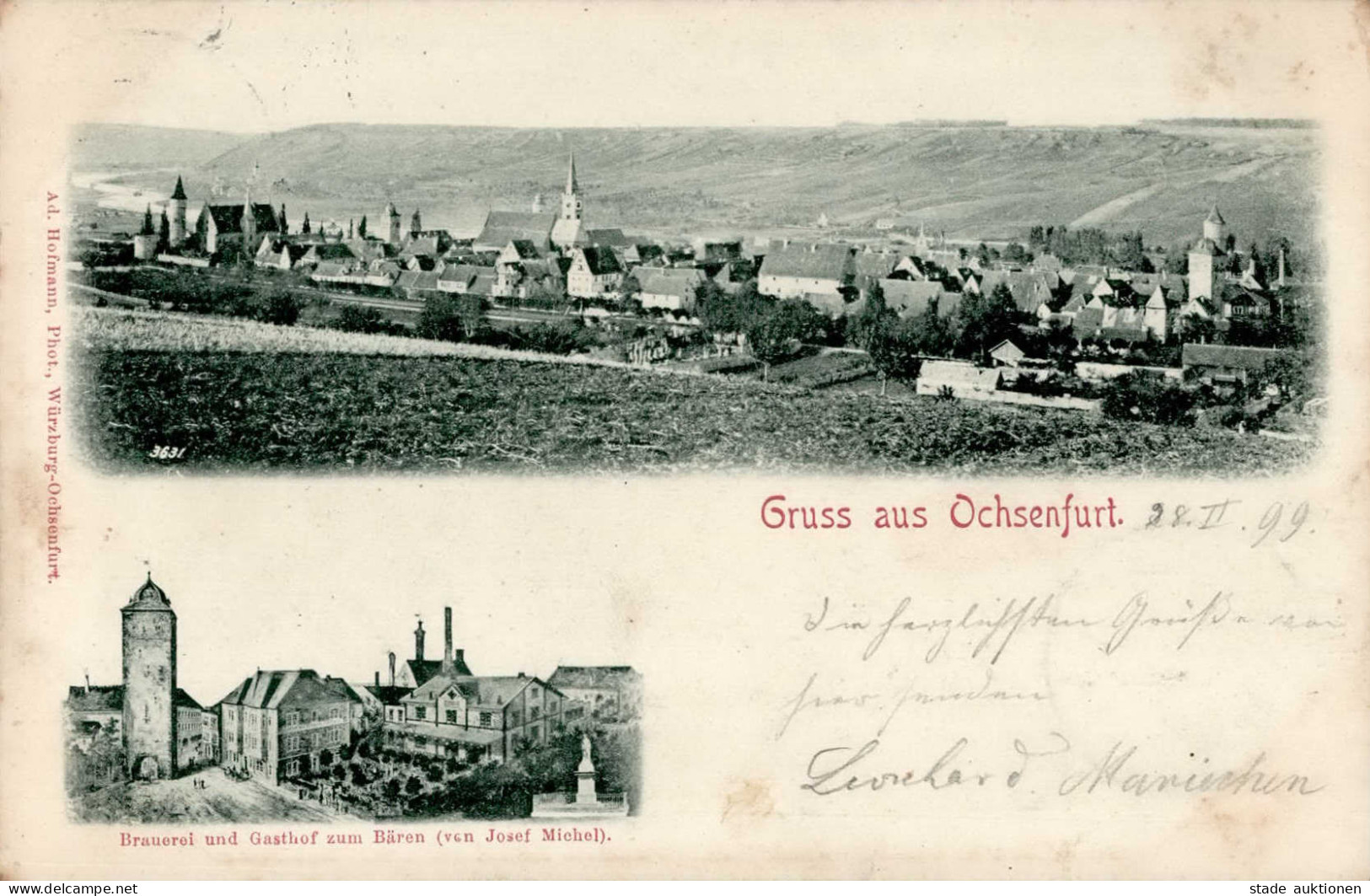 Ochsenfurt (8703) Brauerei Und Gasthaus Zum Bären 1899 II (kleine Stauchung) - Wuerzburg