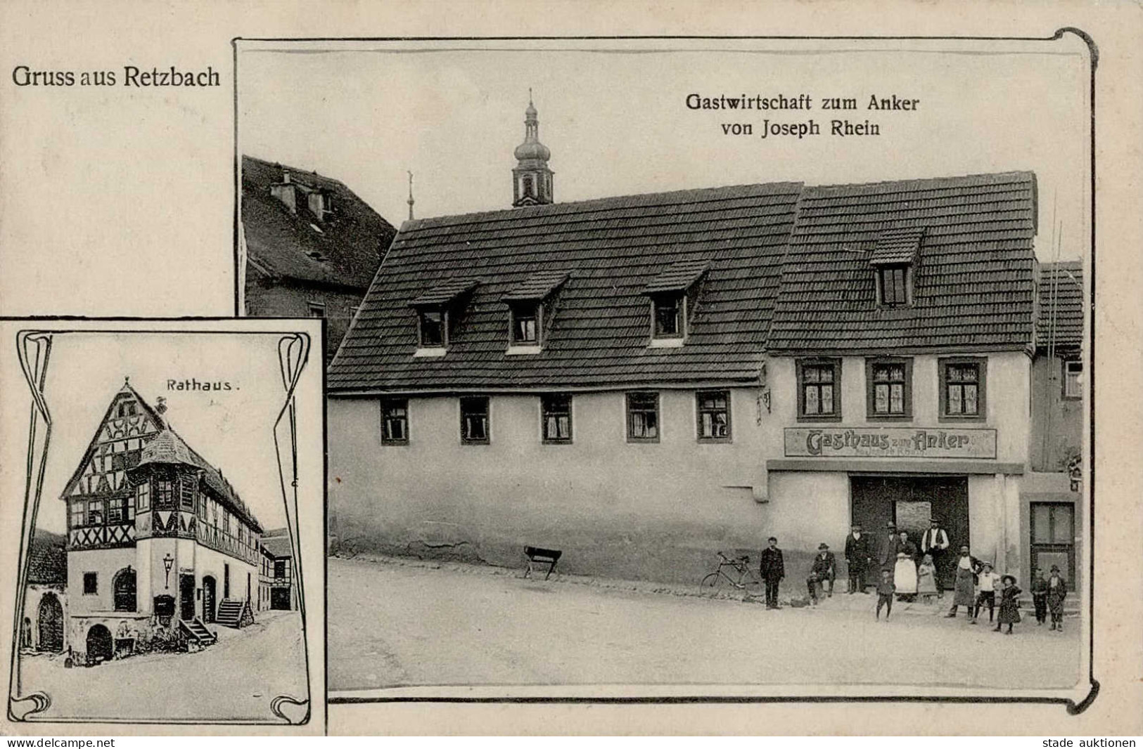 Retzbach (8705) Gasthaus Zum Anker Rathaus 1913 I - Wuerzburg