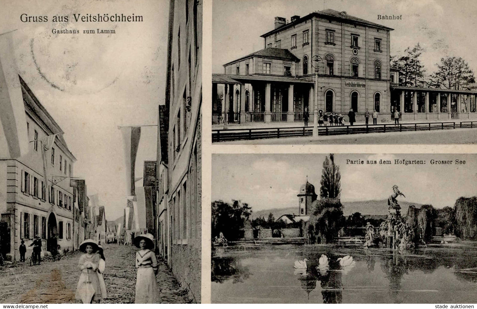 Veitshöchheim (8707) Gasthaus Zum Lamm Bahnhof 1914 II (Stauchungen) - Wuerzburg