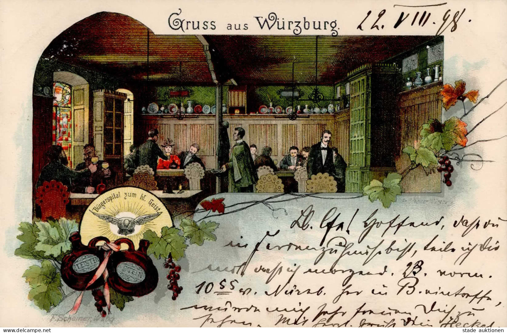 Würzburg (8700) Gasthaus Bürgerspital Zum Heiligen Geist 1898 Verlag Scheiner Würzburg 1898 I (keine AK-Einteilung) - Wuerzburg