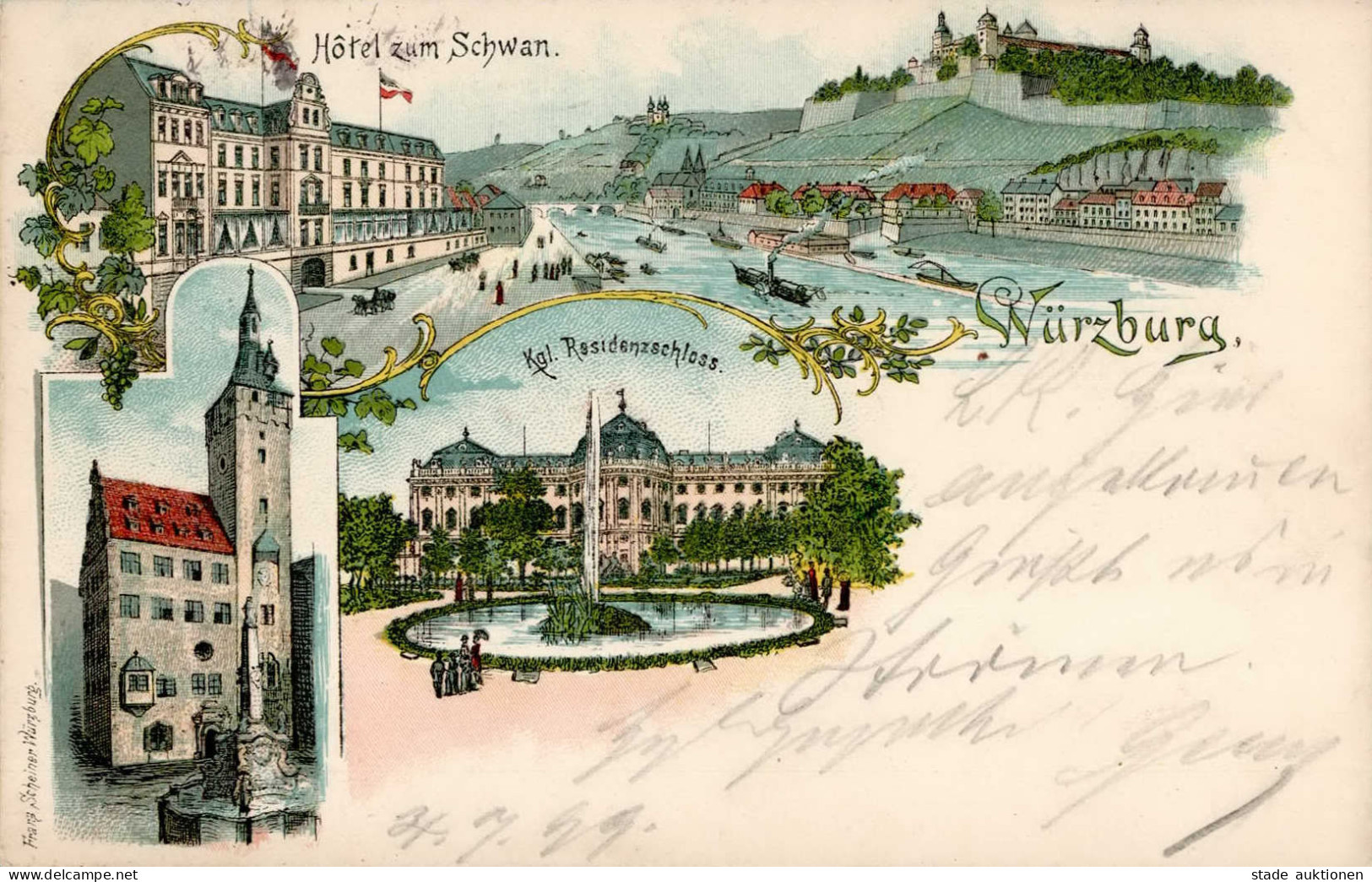 Würzburg (8700) Hotel Zum Schwan Verlag Scheiner Würzburg 1899 I- - Würzburg