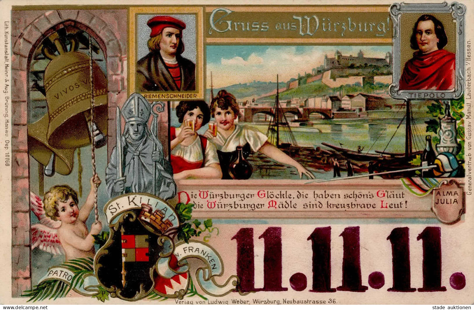 Würzburg (8700) Präge-Karte Würzburger Glöckli 1911 - Wuerzburg