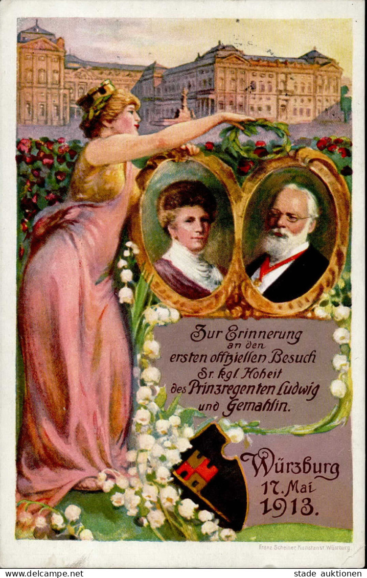 Würzburg (8700) Zur Erinnerung An Den Besuch Des Prinzregenten Ludwig 17. Mai 1913 Verlag Scheiner Würzburg I - Würzburg