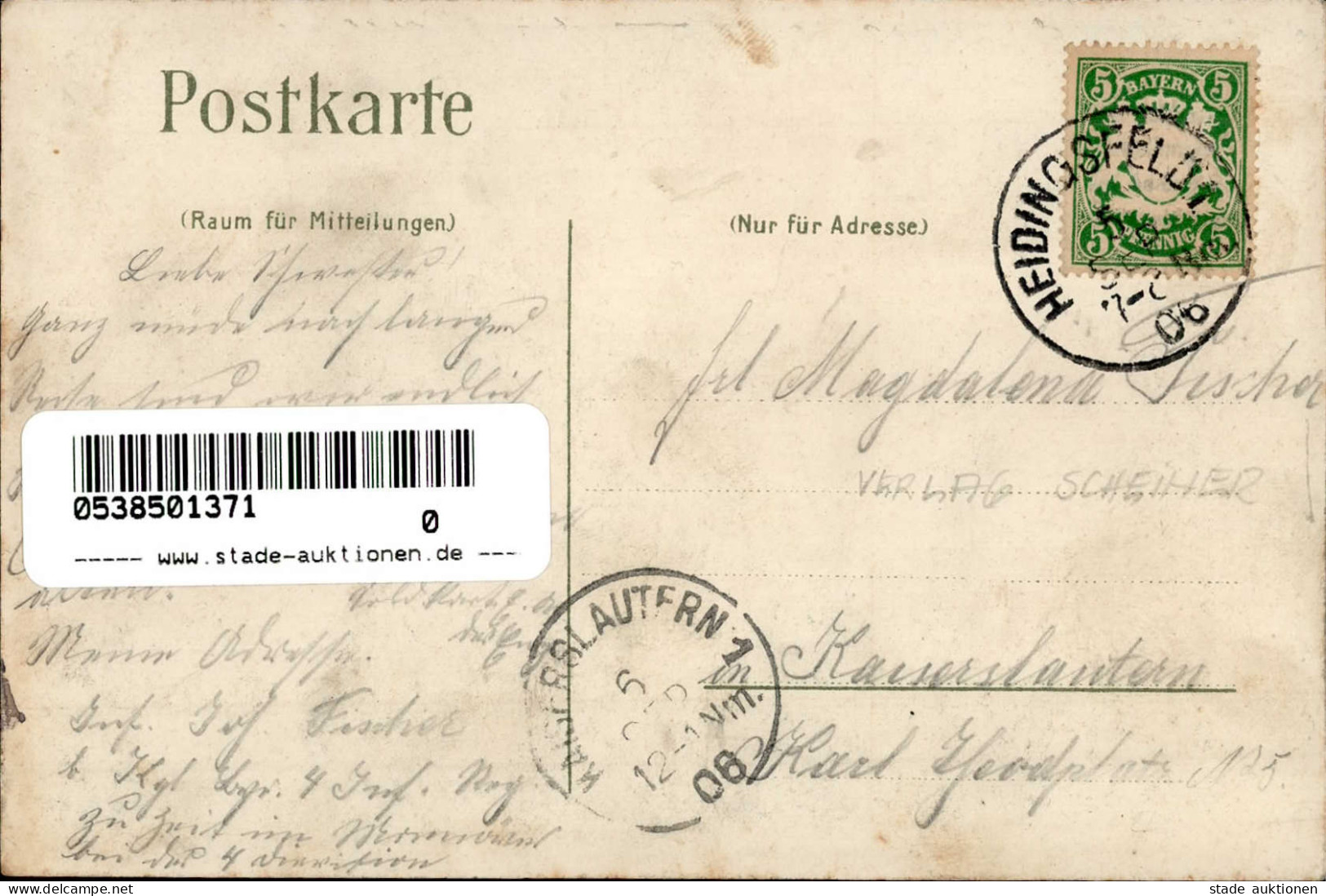 Würzburg Heidingsfeld (8700) Sign. M.G. Verlag Scheiner Würzburg 1906 I-II - Würzburg