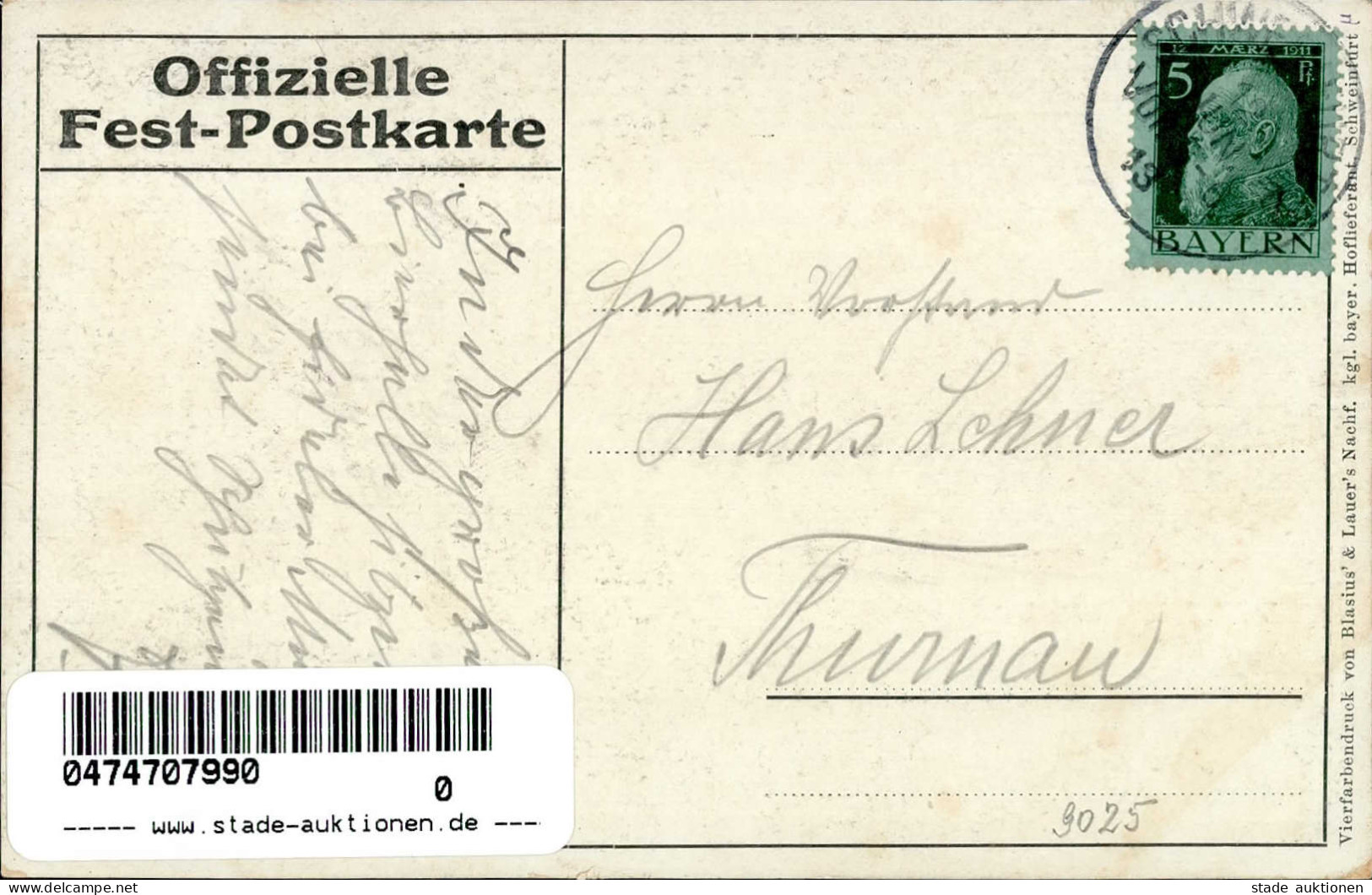 Schweinfurt (8720) 12. Unter- Und Oberfränkisches Bundesschießen 8. Bis 16. Juni 1913 I- - Other & Unclassified