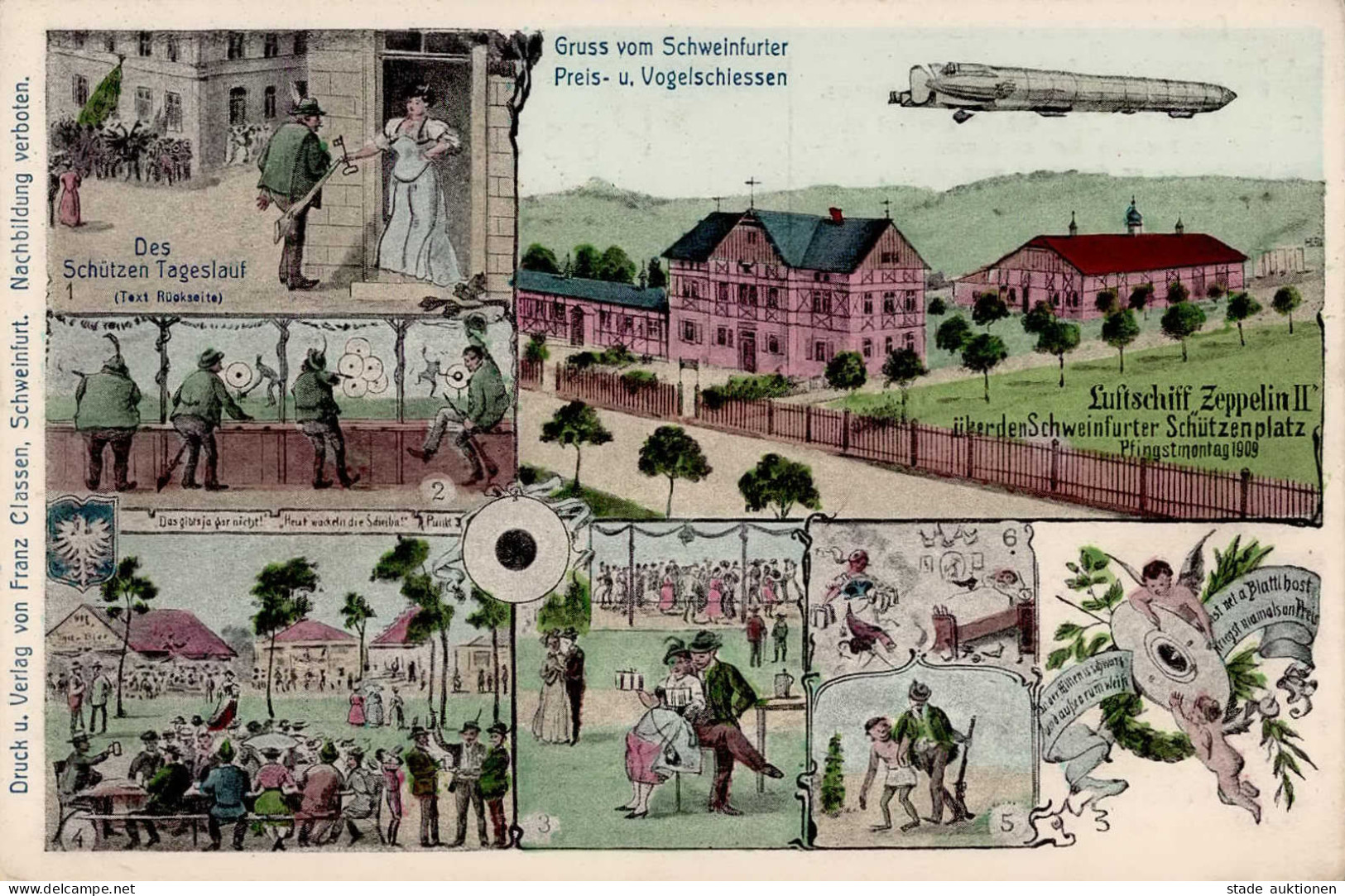 Schweinfurt (8720) Vogelschuss Schiessplatz Schützen Zeppelin II Pfingstmontag 1909 I-II Dirigeable - Other & Unclassified