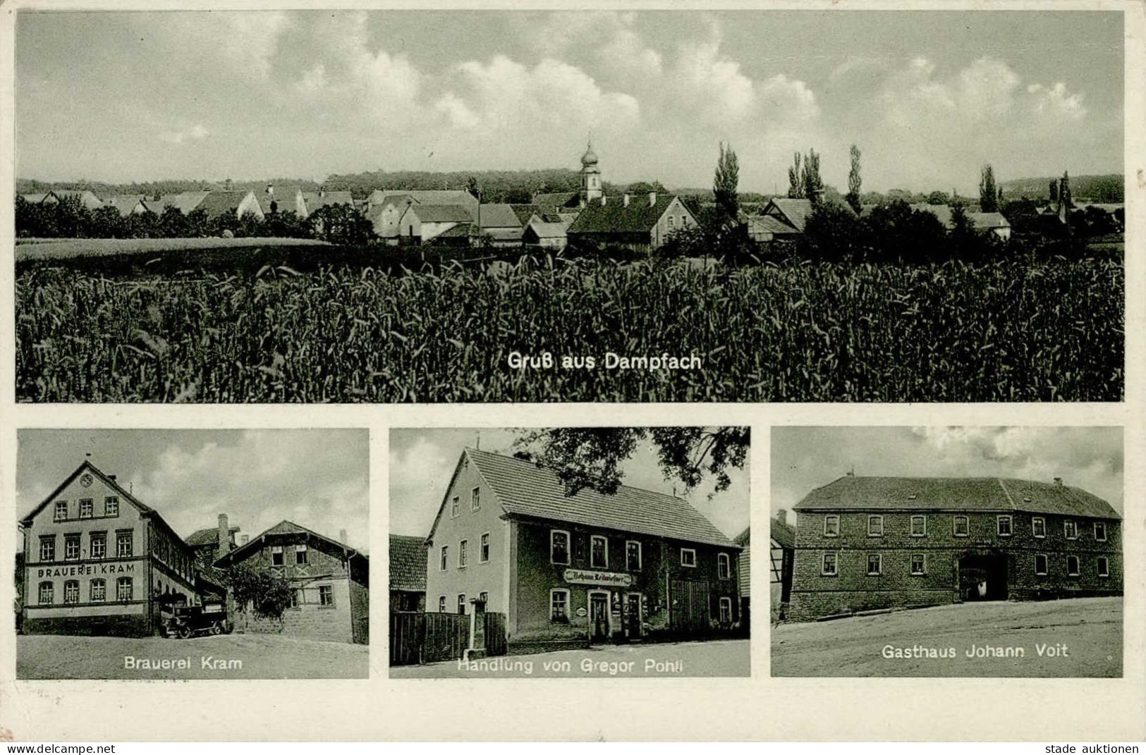 Dampfach (8729) Brauerei Kram Gasthaus Voigt Handlung Pohli Emailschild II (kleine Stauchung) - Other & Unclassified