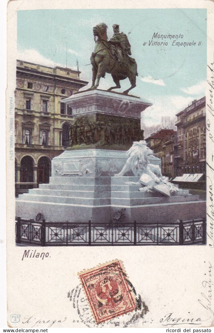 Cartolina Milano - Monumento A Vittorio Emanuele 2° - Milano (Mailand)