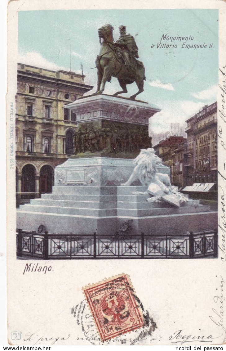 Cartolina Milano - Monumento A Vittorio Emanuele 2° - Milano