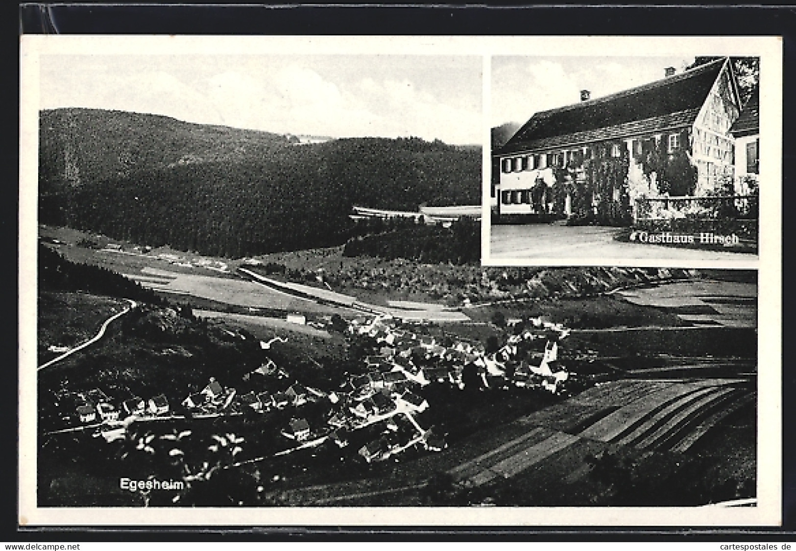 AK Egesheim, Gasthaus Hirsch, Gesamtansicht Mit Feldern Und Bergen Aus Der Vogelschau  - Andere & Zonder Classificatie