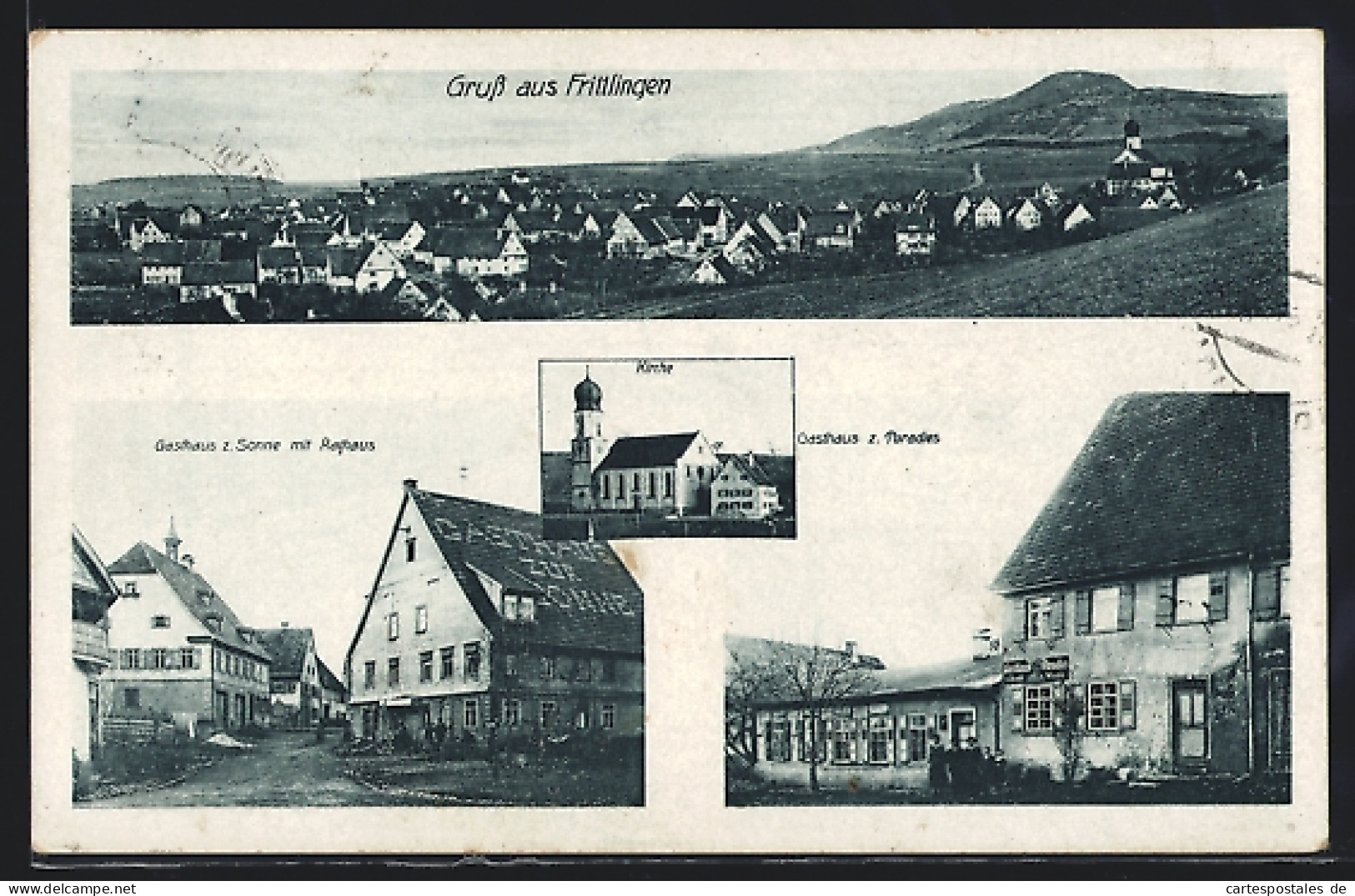 AK Frittlingen, Gasthaus Zur Sonne Mit Rathaus, Gasthaus Zum Paradies, Kirche  - Andere & Zonder Classificatie