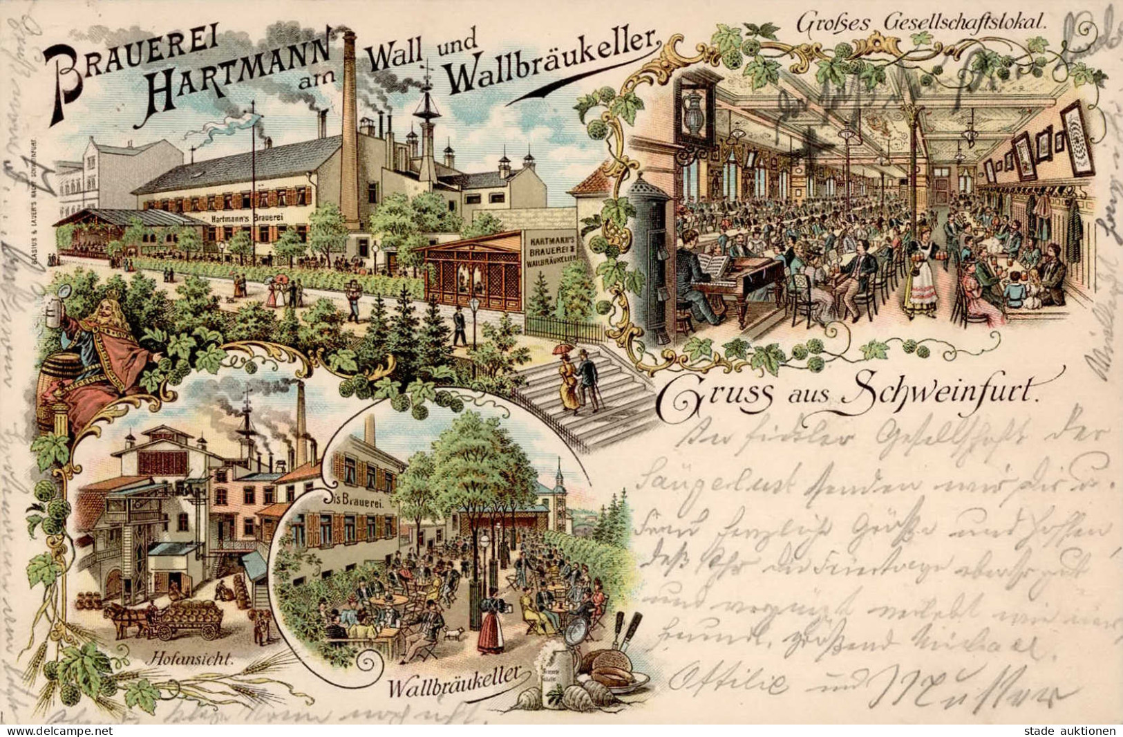 Schweinfurt (8720) Brauerei Hartmann Gasthaus Wallbräukeller 1898 II (kleine Stauchung) - Schweinfurt