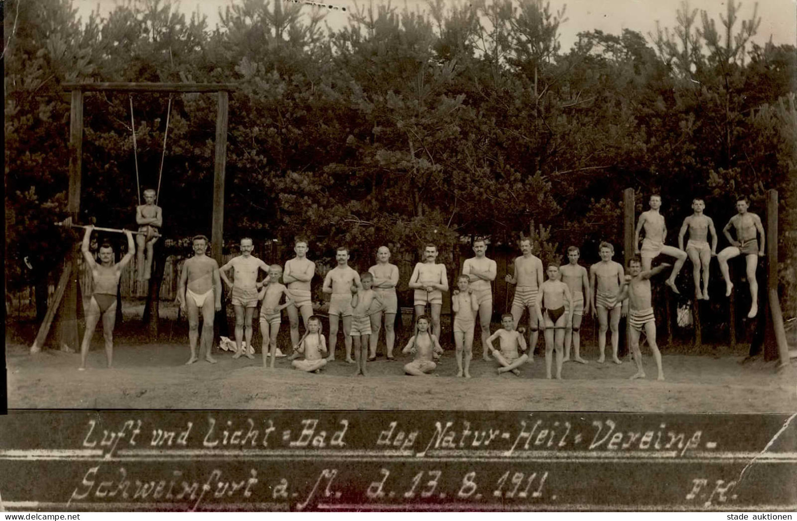 Schweinfurt (8720) Luft- Und Licht-Bad Des Natur-Heil-Vereins 13. August 1911 Sign. F.K. II (Stauchung) - Schweinfurt