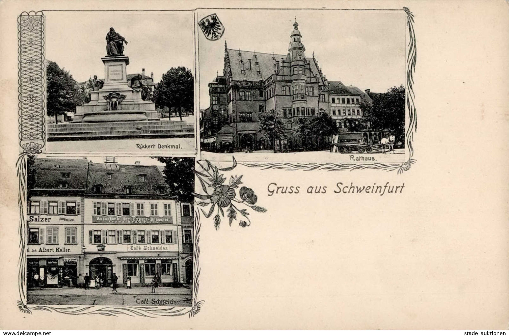 Schweinfurt (8720) Rathaus Rückert Denkmal Cafe Schneider I-II - Schweinfurt