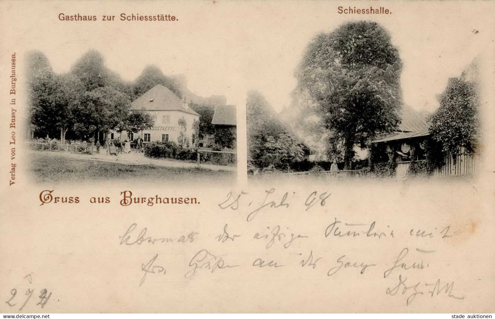 Burghausen (8732) Gasthaus Zur Schiessstätte 1898 I- (Marke Entfernt) - Bad Kissingen