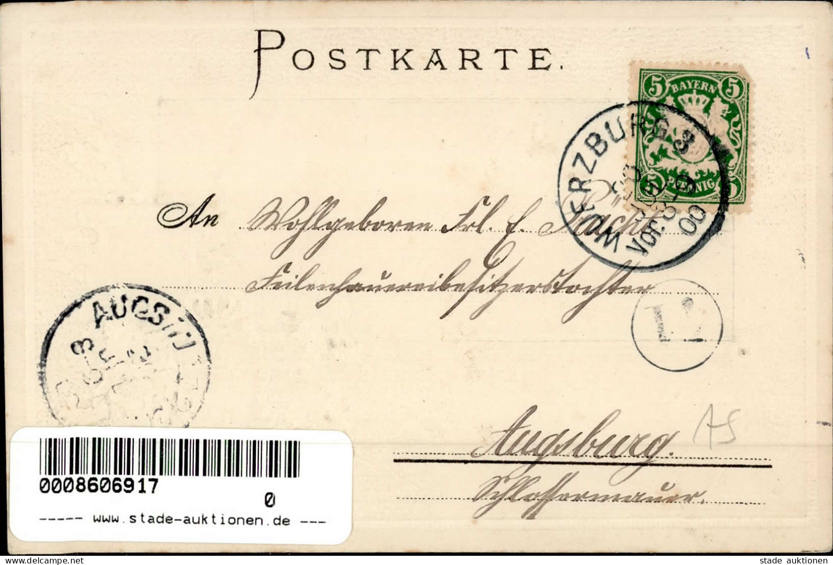 Aschaffenburg (8750) Bildungsanstalt Prägedruck Wappen 1900 I-II (fleckig) - Other & Unclassified
